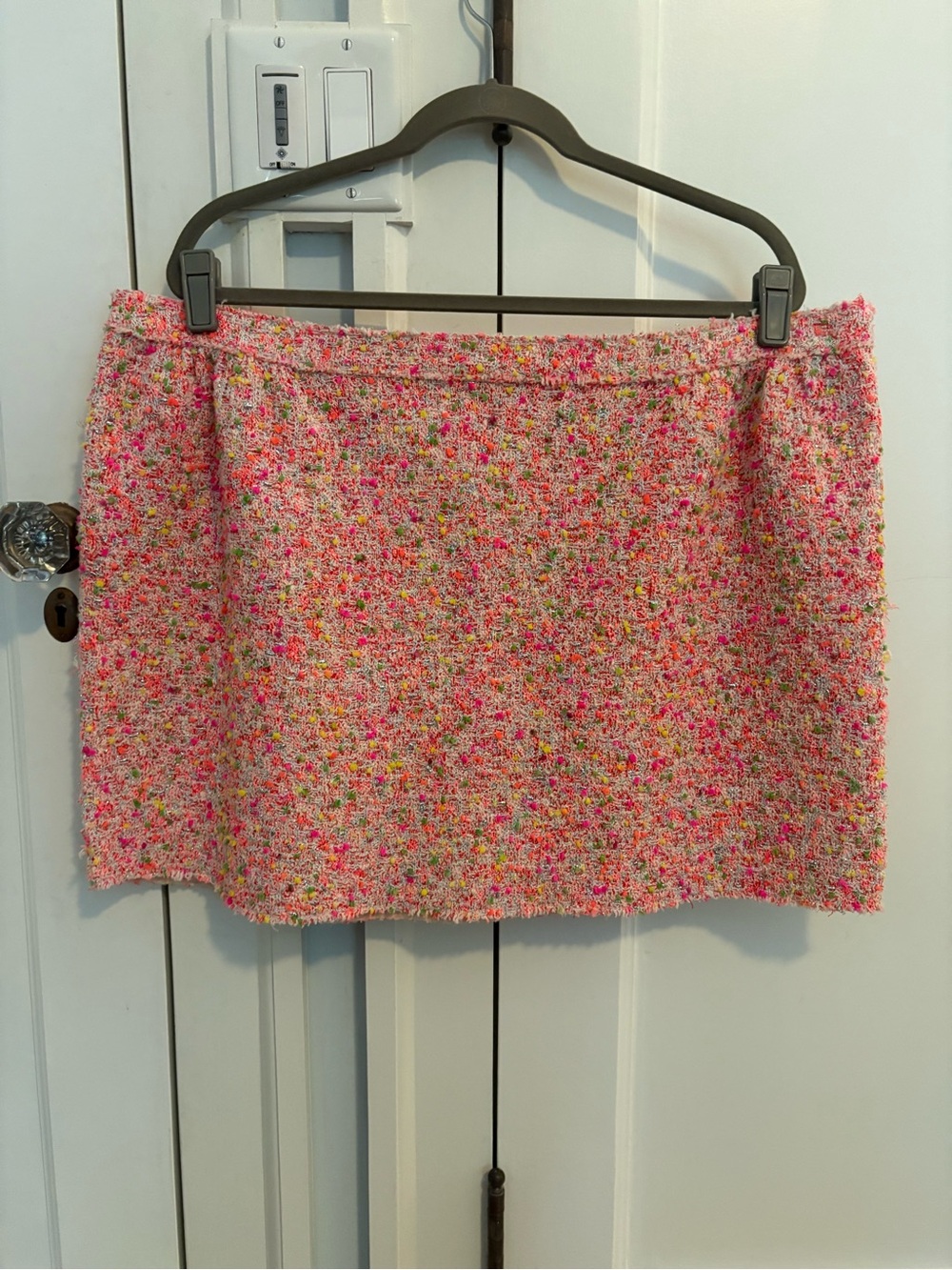 St. John Textured Neon Pink Bouclé Mini Skirt